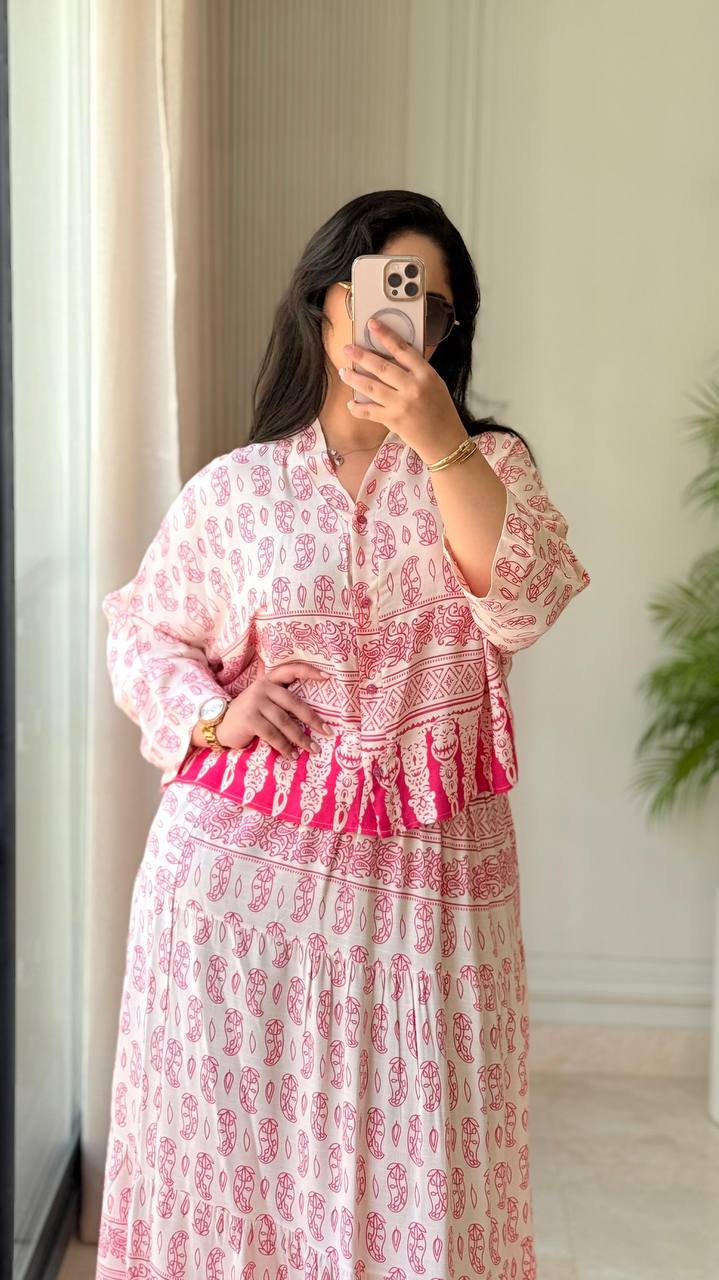 Ensemble Jupe + Chemise en tissu Le lin