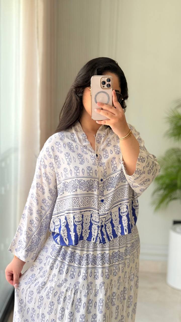 Ensemble Jupe + Chemise en tissu Le lin