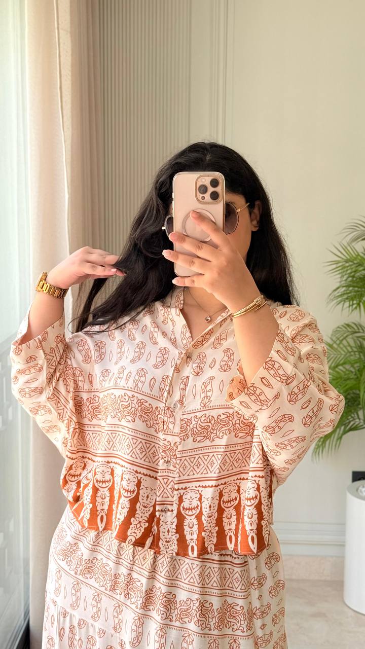 Ensemble Jupe + Chemise en tissu Le lin
