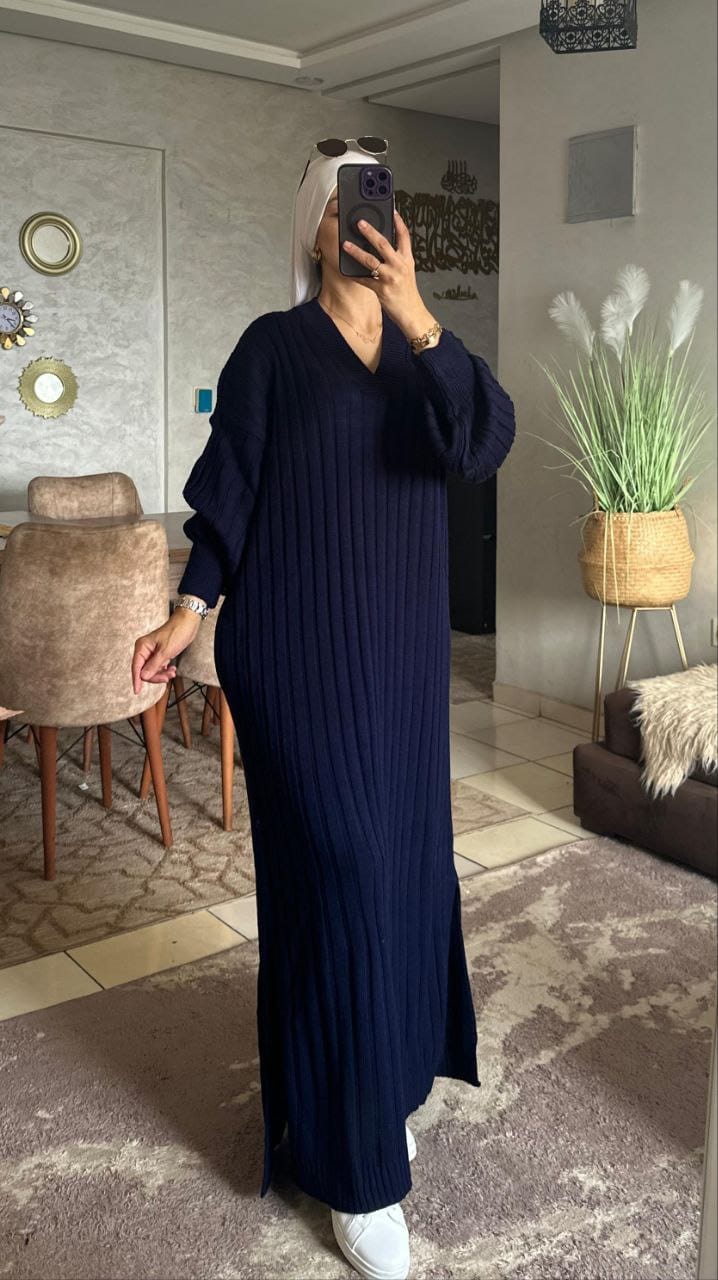 Robe avec manch bouffante Tissu la lain