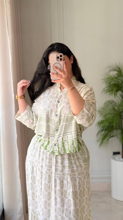 Ensemble Jupe + Chemise en tissu Le lin