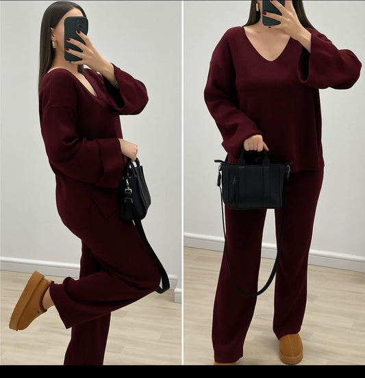 Ensemble Col V en Laine Douce
