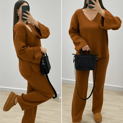 Ensemble Col V en Laine Douce