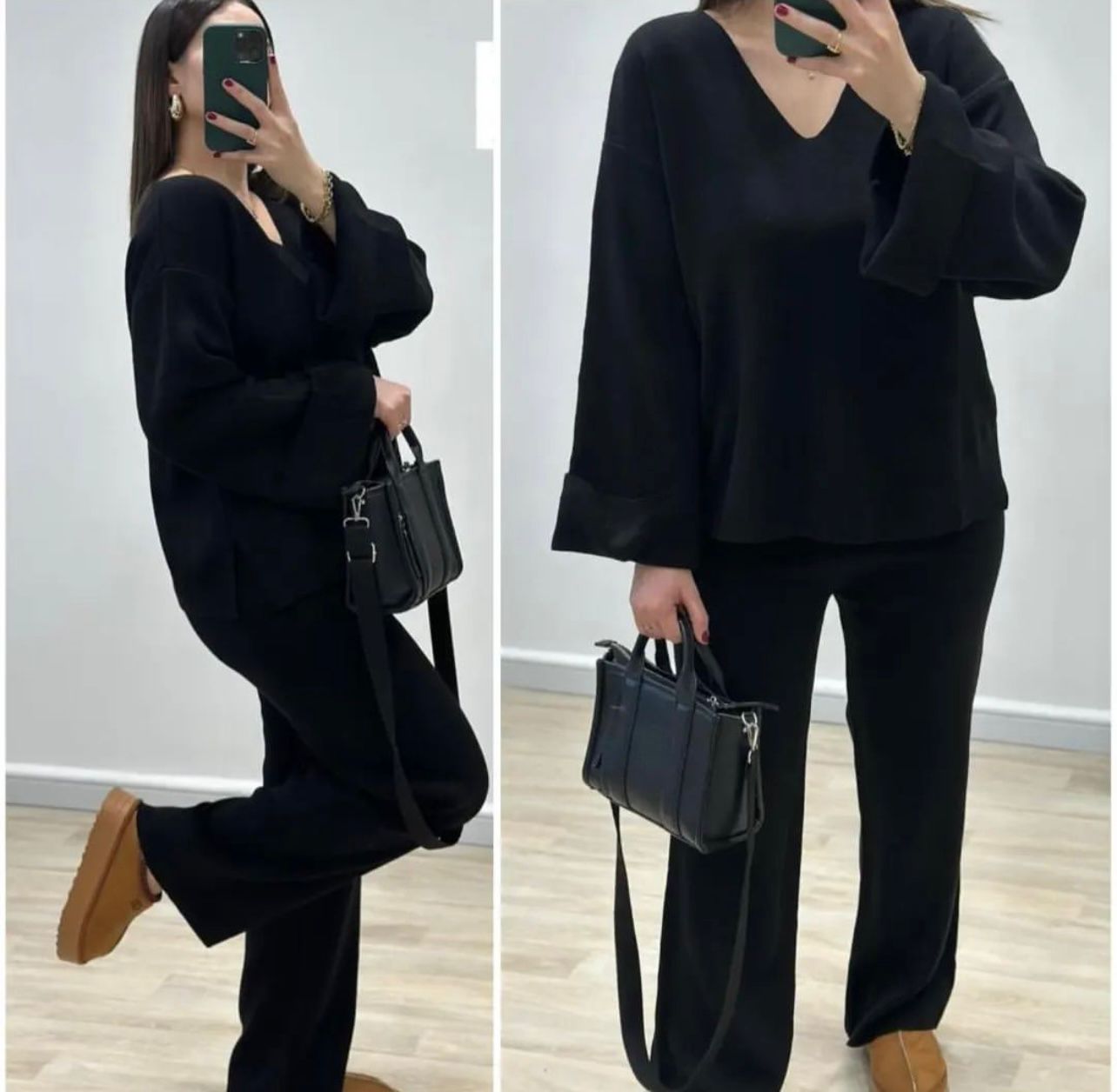 Ensemble Col V en Laine Douce