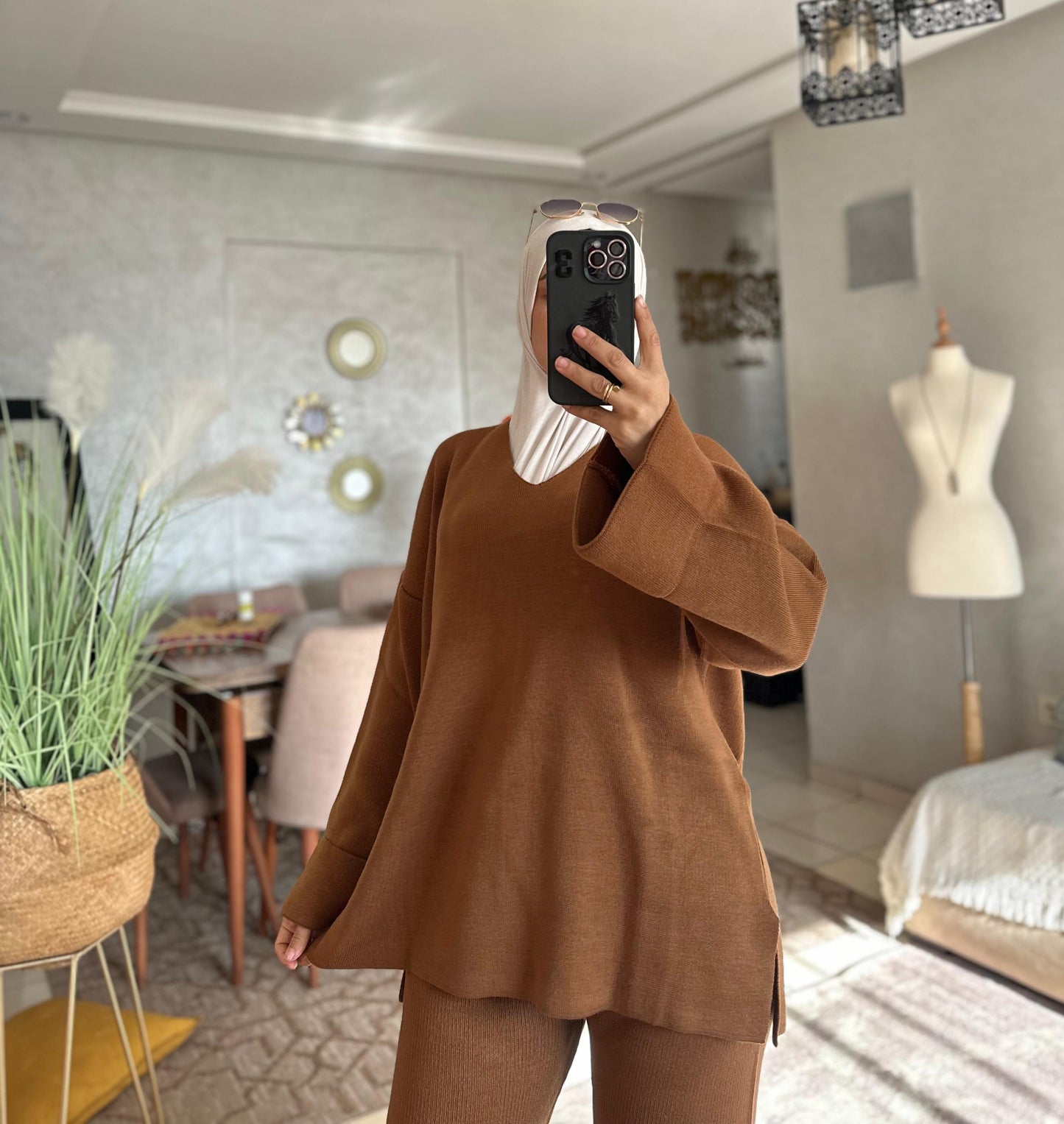 Ensemble Col V en Laine Douce