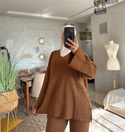Ensemble Col V en Laine Douce