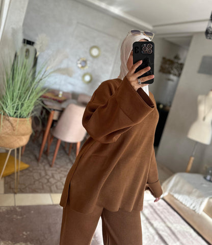 Ensemble Col V en Laine Douce
