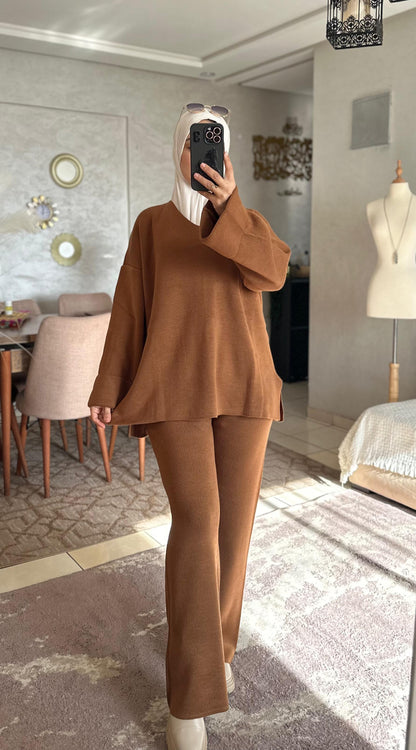 Ensemble Col V en Laine Douce